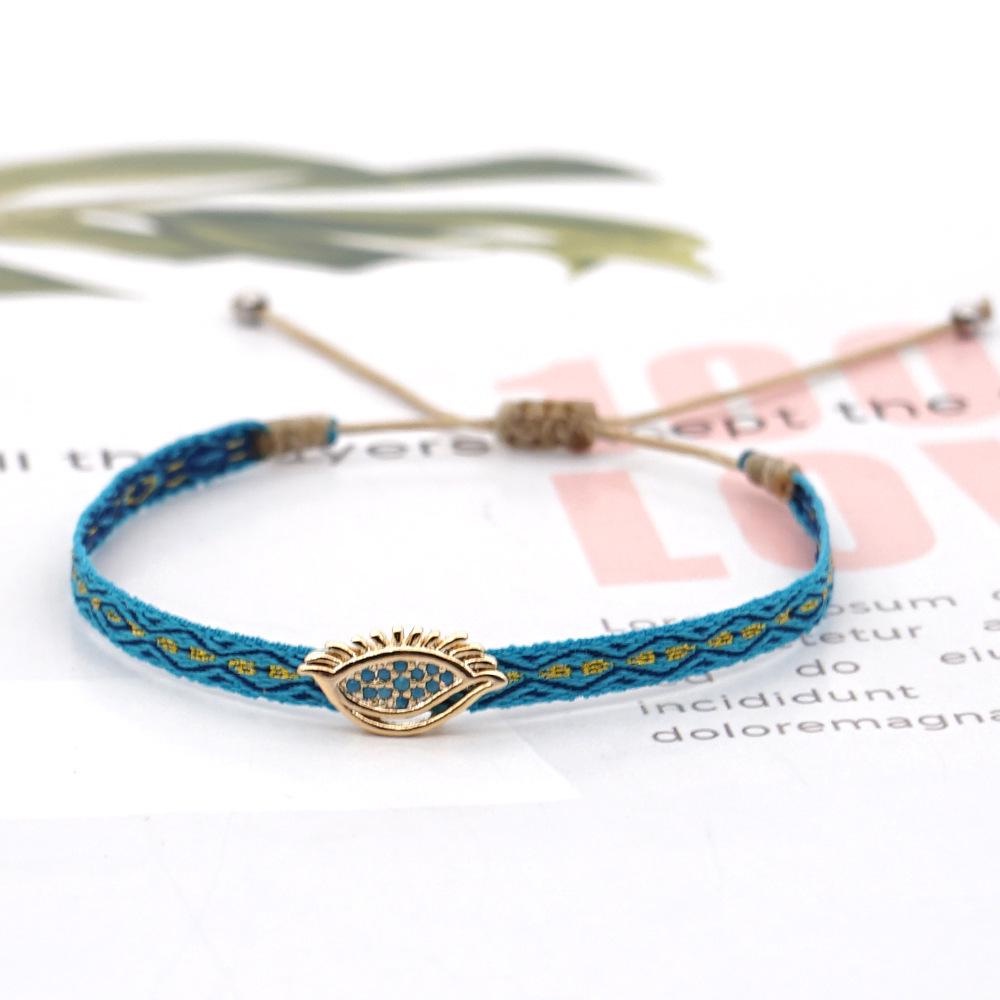 Retro Pattern Bohemian Spanish Court Hand-Woven Bracelet with Micro-Inlay