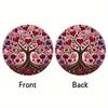 2D Flat Round Tree Acrylic Decoration Sign, Pink, Red, Purple Heart Leaves Design, Suitable for Wall Decoration, Porch, Room, Villa, Accents Home, Hal