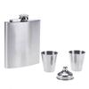 7oz Silver Portable 304 Stainless Steel Flagon Whiskey Vodka Wine Pot Hip Flask Set Alcohol Drinking Funnel Cup Set