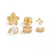 SHIXIN 6Pcs/Set Bohemian Vintage Gold Color Flower Open Joint Ring for Women Charm Imitation Pearl Knuckle Rings Wedding Jewelry