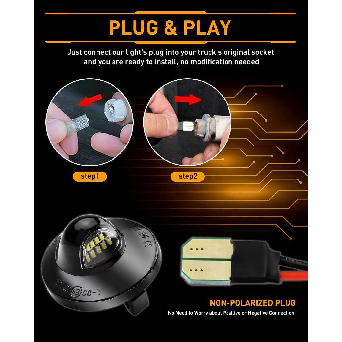 LESAUCE LED License Plate Lights Tag Lights for Ford F150 F250 F350 Super Duty Ranger Pickup Explorer Bronco Excursion Expedition Rear Bumper Bright