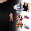 Enameled Russia National Flag George Ribbon Brooches Alloy Wheat Ear Bow Tie Pin Women Coat Shirt Corsage Hat Bag Badge