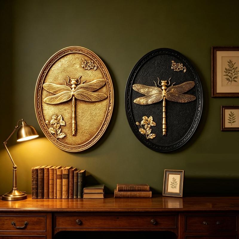 Plastic Insect Wall Plaque with Deep Relief Nature Forms for Interior Wall Display or Decorative Shelf Placement