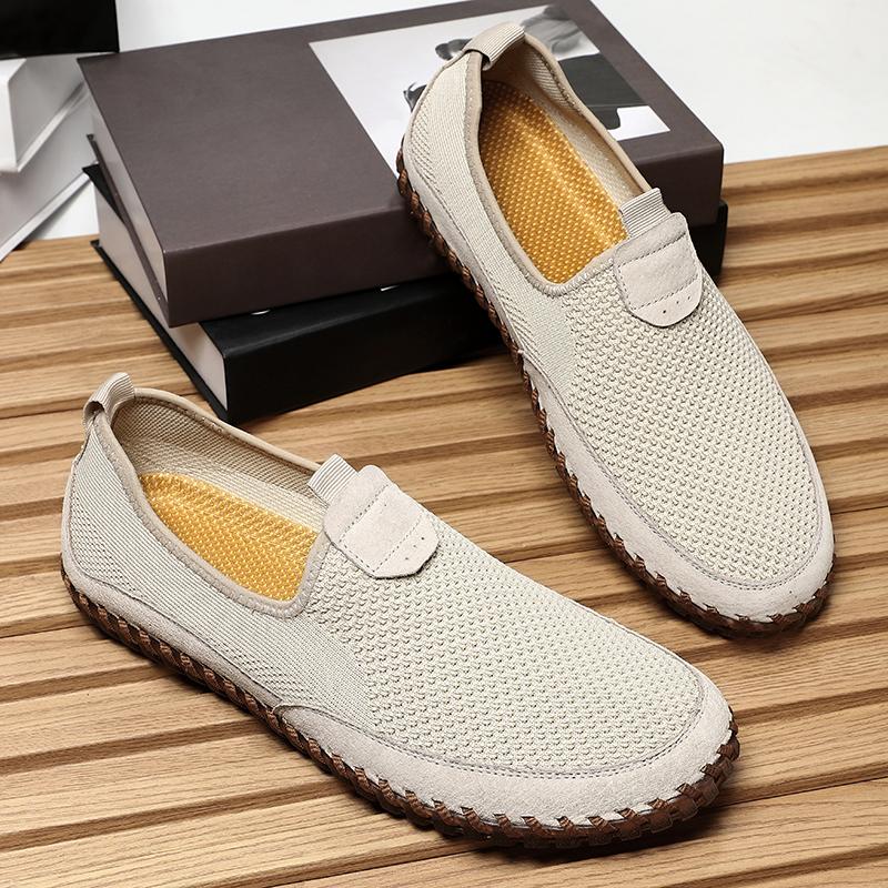 Men's Summer Loafers Breathable Mesh Slip - On Flat Shoes Comfortable Non - Slip Walking Shoes For Outdoor Activities