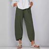 Women's Hot Selling Wide Leg Cotton Linen Pants – Elastic Waist, Casual, Nine-Point Style