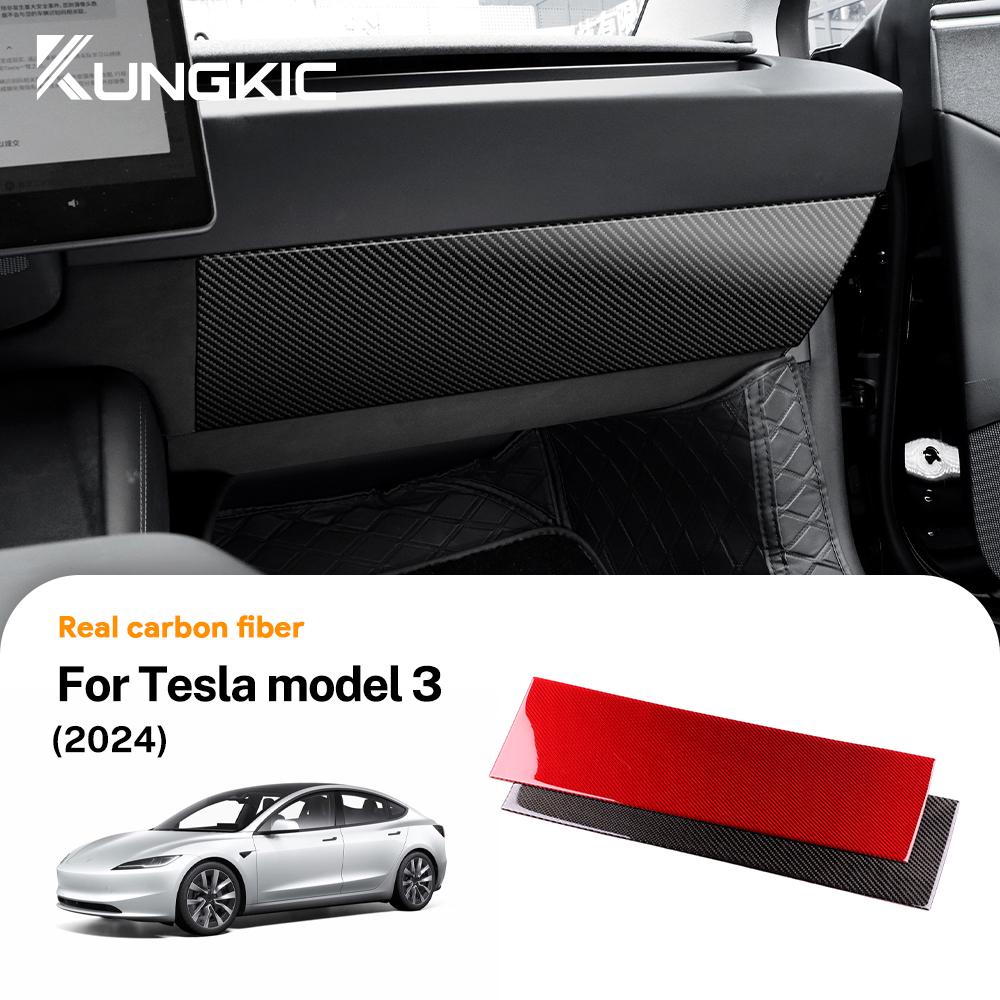 Carbon Fiber Style Interior Sticker for Tesla Model 3 Highland 2024 Co-pilot Instrument Console Panel Interior Panel