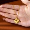 Luxur Pure Gold Real Gold Women's Diamond Brushed Geometric Pendant Necklace