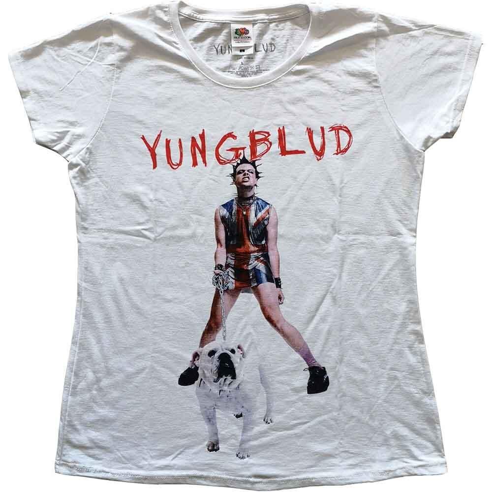 Yungblud T Shirt Strawberry Lipstick Logo Official Womens Skinny Fit White XXL S