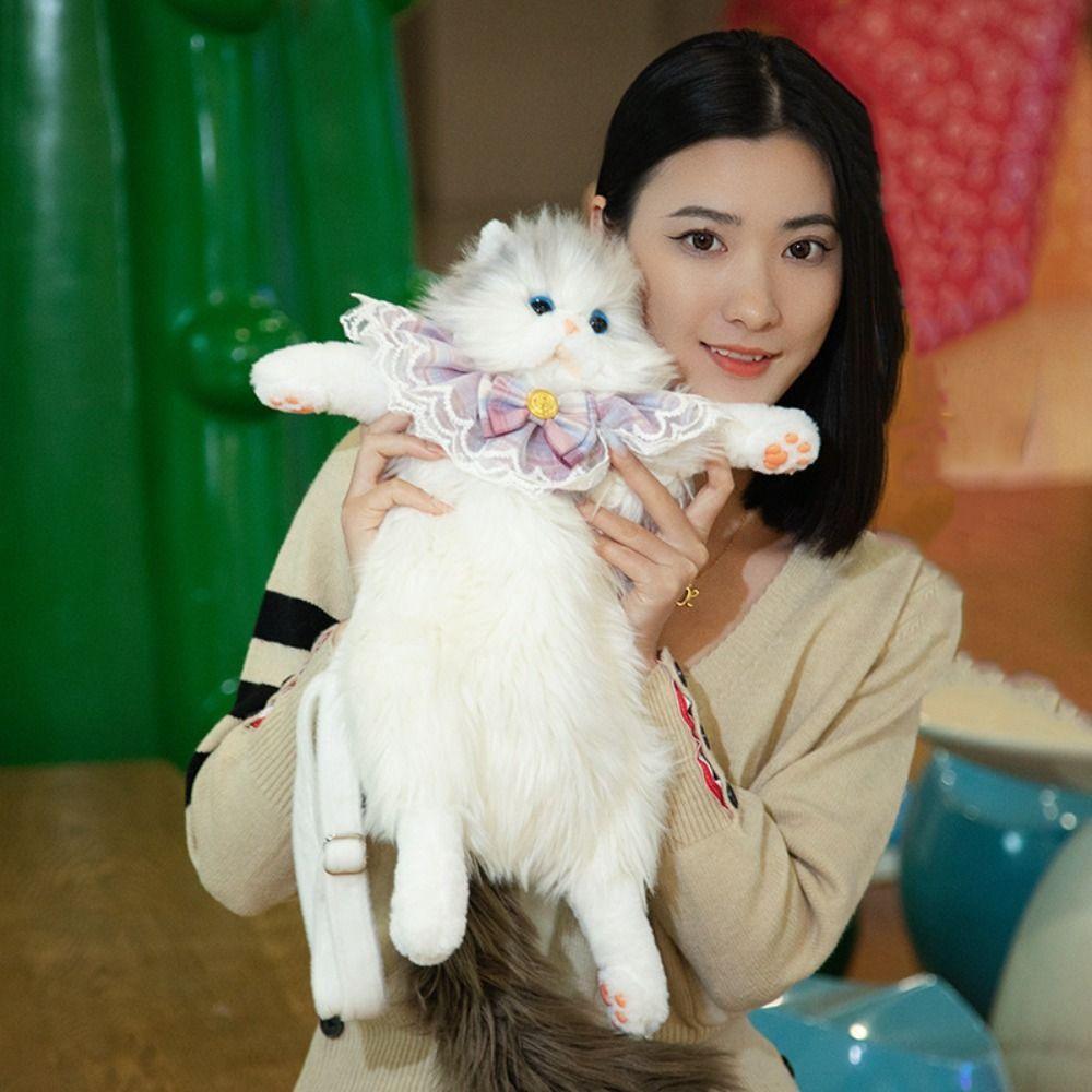 Long-haired Fluffy Cat Doll Backpack Super Realistic Cute Women's Backpacks  Boys Girls