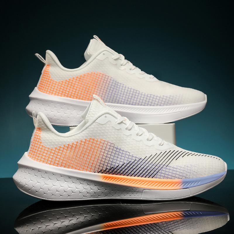 Мужские удобные ультрамягкие и дышащие кроссовки на шнуровке 45 белый/фиолетовый — фото 12