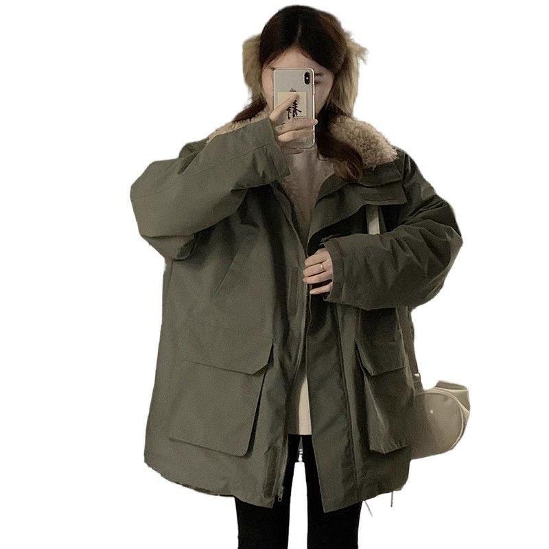 Zhao Lusi Same Style Womens Winter Coat Thick Fleece Parka Jacket Cold Weather