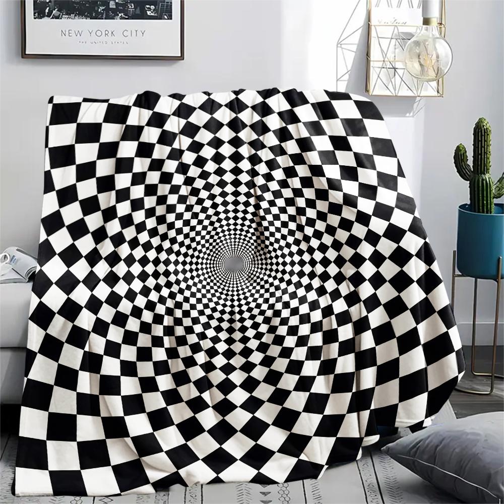 1Pc 3D Illusion Print Flannel Blanket, High Quality Comfortable for All Seasons, Home Decor, Warmth and Comfort, Perfect for Christmas Gifts