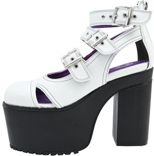 Yosuke Women's Pumps, Size 4460077, White/Black, Sizes 23.0cm-23.5cm