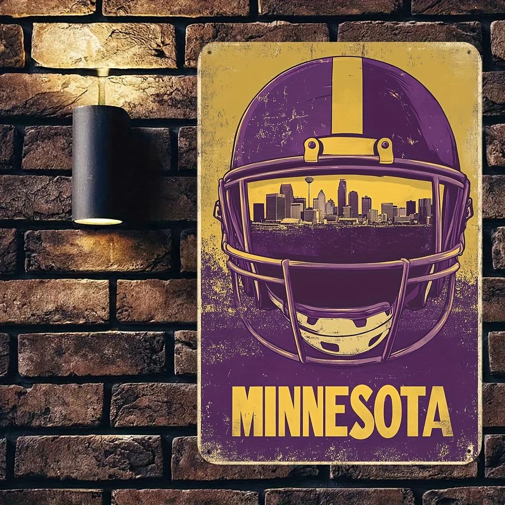 Vintage Minnesota Football Helmet Metal Sign 8x12 Inches Perfect for Home Bar Office Decor Ideal Gift for Sports Enthusiasts