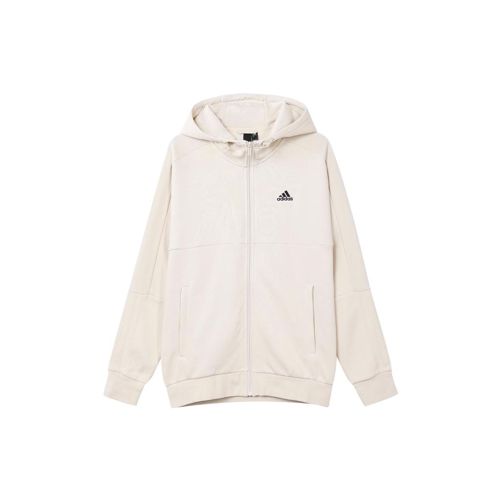 Adidas Fleece-Lined Warm Sports Zip Hoodie Jacket Men Outerwear Alumina-Brown HG1833