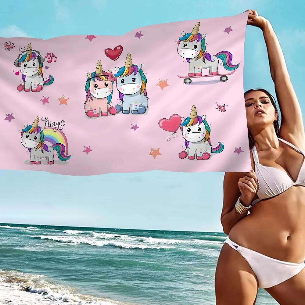 Cartoon Unicorn Animal Microfiber Beach Towel Absorbent Quick dry Soft Yoga Swimming Resort Mountain Climbing Towel