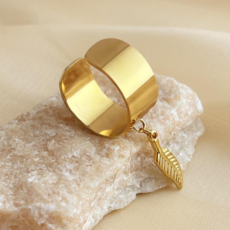 Anello Pendente Personalità in Acciaio Inossidabile per Donne Uomini Stile Misto Lusso Leggero Fascino Anello Aperto Gioielli da Festa Regolabile