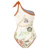 2025 Women's Retro One-Shoulder Swimsuit and Chiffon Bikini Set