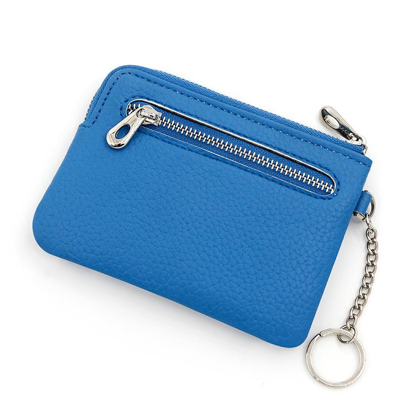 Minimalist Pu Leather Card Holder With Zipper Pouch For Daily Use