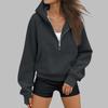 Damen Halbzip Kapuzenpullover Langarm Freizeit Sweatshirt Farbe