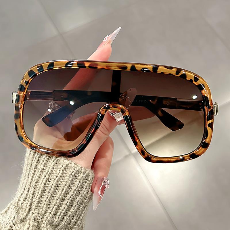 Large-framed, one-piece, European-style fashionable sunglasses, high-end and casual, unisex windproof sunglasses