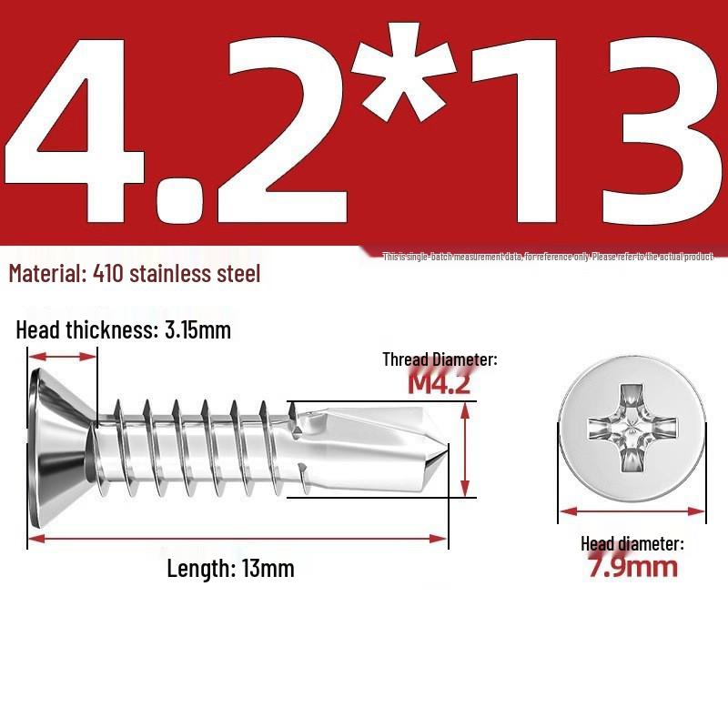 410 Stainless Steel Self-Drilling Flat Head Cross Countersunk Swallowtail Screws