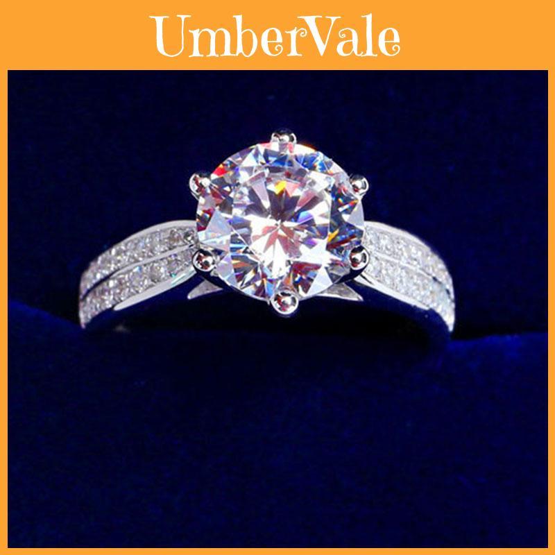 Elegante Anello da Matrimonio e Fidanzamento di Lusso Europeo e Americano per Donna in Oro Bianco