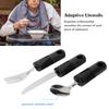 3 Stück Haushaltsutensilien Edelstahl Breitgummi-Griff Löffel Gabel Set Utensilien