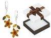Silver Dangle Earrings Flowers With Amber English Clasp Little Flowers