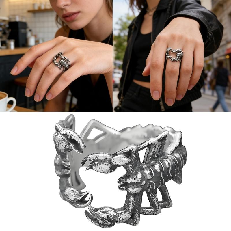 Gothic Scorpion Shape Geometric Open Jewelry Delicate Finger Rings Alloy Texture Suitable for Various Occasion Wear