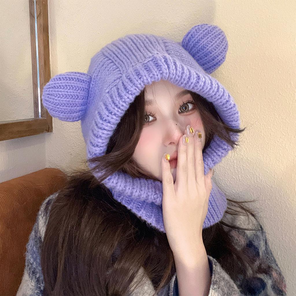 New Year Christmas Cosplay Bear Ear Balaclava Hat for Women Men Keep Neck Warm Hat Cold Weather Skiing Hiking Supplies