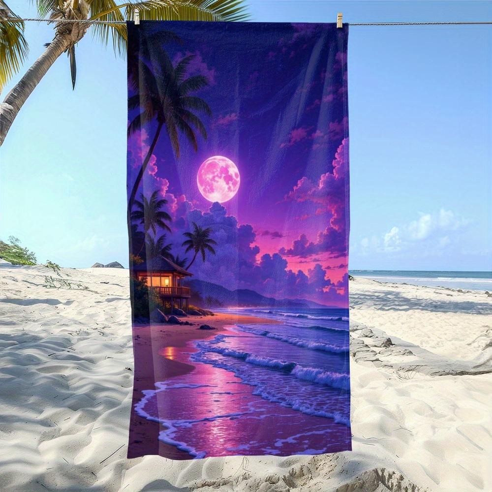 

Dreamy Moonlit Sunset Vacation Blanket, Spacious for Men Women Pool Beach W30*H60(CM)