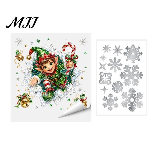 Langlebige Feiertags-Fensterkunst 2 Stück Weihnachts-Sticker im Buntglas-Stil, Doppelseitig?Zweiseitig bedruckte weihnachtliche statische dekorative PVC-Schilder Aufkleber, Schneemann