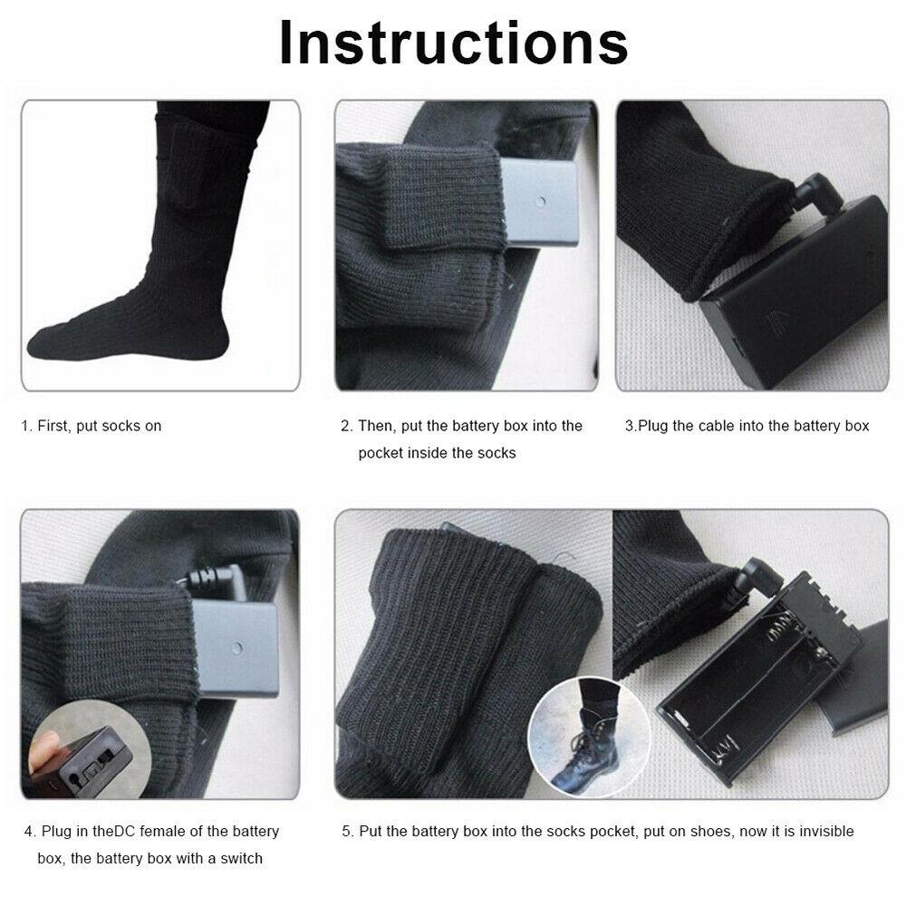 Unisex Electric Heated Socks Rechargeable Battery Power Foot Winter Warmer Socks