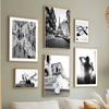 Paris Tower Fashion Girl Star Dog Black White Photos Posters Wall Art Canvas Prints Painting Picture for Living Room Home Decor