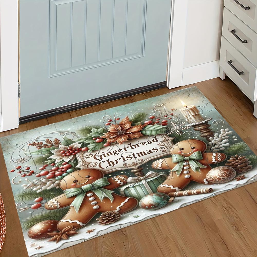Christmas Welcome Doormat Durable and Easy To Clean Entryway Door Mat Holiday Floor Mat Home Decorative Carpet