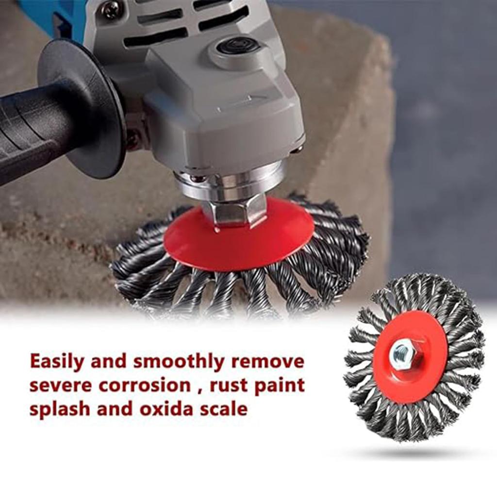 Set of 6 Hexagonal Wire Brush Set for Rust Removal and Paint Includes Impact Drivers with and End Wire M14 Hex Stripping. Cup, Wheel, Options, Shank.