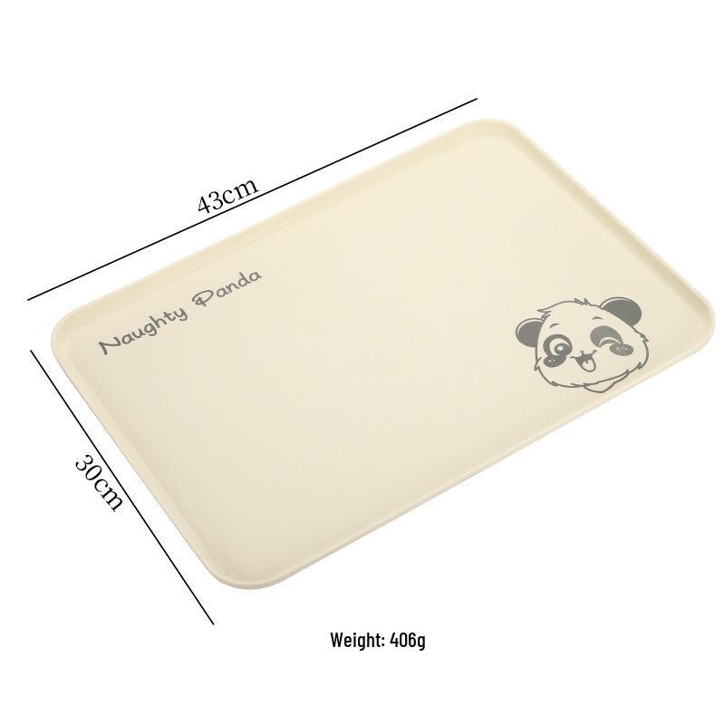 Cream Style Little Bear Rectangular Tea Tray for Cups, Snacks, and Fruits