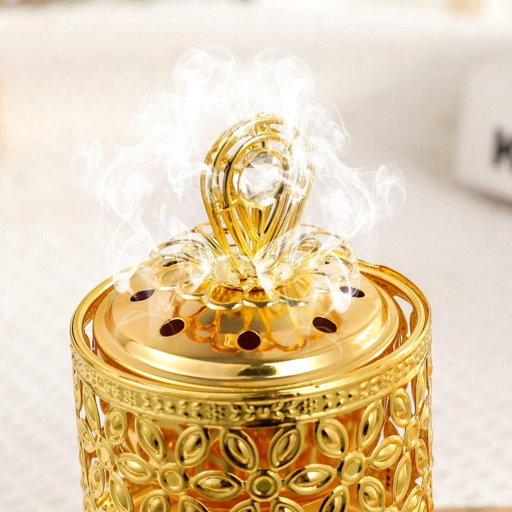 Decorative Gold Aromatherapy Furnace Traditional Metal Incense Stove  Living Room