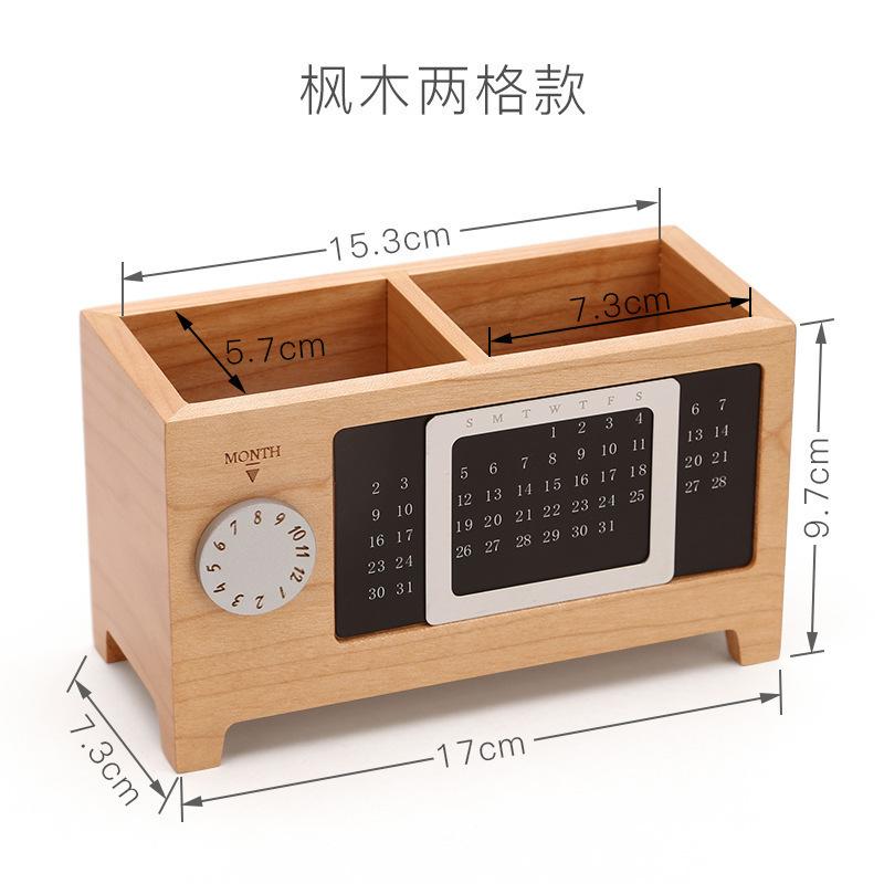 

Black Walnut Pen Holder with Perpetual Calendar, Wooden Storage Box, Desk Office Supplies Display Item, Decoration Accessory