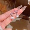 Sweet Bow Teardrop Pendant Earrings Women Zircon Design Luxury Versatile Elegant Minimalist Accessories Commute Daily Wear Gift