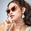 European American Style Women Sunglasses Cat Eye Shape Pearl Decoration Women'S Sun Glasses New Stylish Woman Glasses