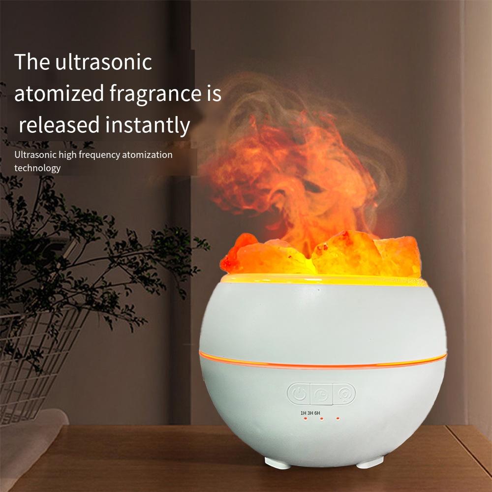 1PC Creative Salt Stone Multifunctional Colorful Flame Aromatherapy Machine Home Bedroom Office Humidifier