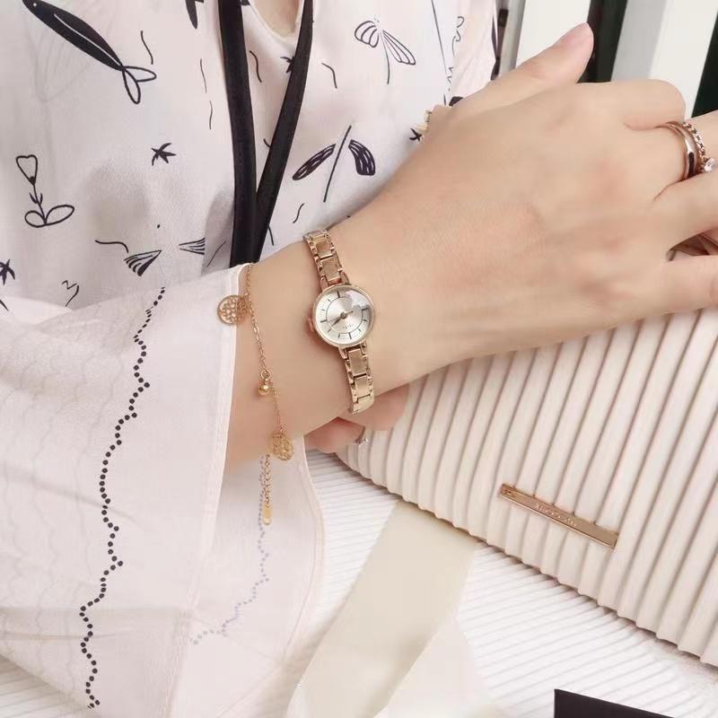 High Quality 24k GOLD Japanese brass band Luxury Explosions Mini Retro Fine Chain Exquisite Medieval Small Gold Women Watch