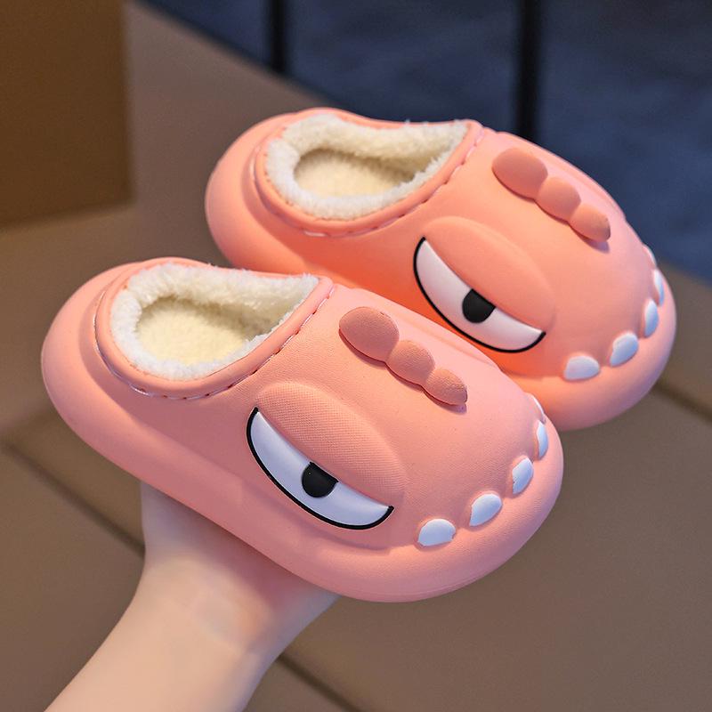 Children’s Winter Cotton Slippers: Fleece-Lined, Waterproof, EVA Squishy Feel, Warm, Closed Heel - Parent and Child Sizes Available