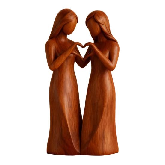 

Sister Figurine Standing 2/3/4 Women Wooden Sculpture Friendship Gifts for Best Friends Women Desktop Ornament for Living Room Bedroom Office Table A