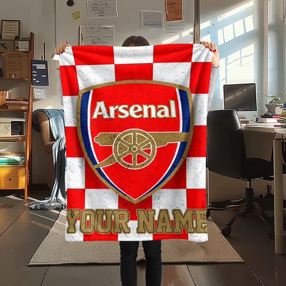 1PC Custom Name Arsenal Patterned Flannel Blanket Suitable For All Seasons for Home Decor Warmth and Comfort Gifts Holiday Present