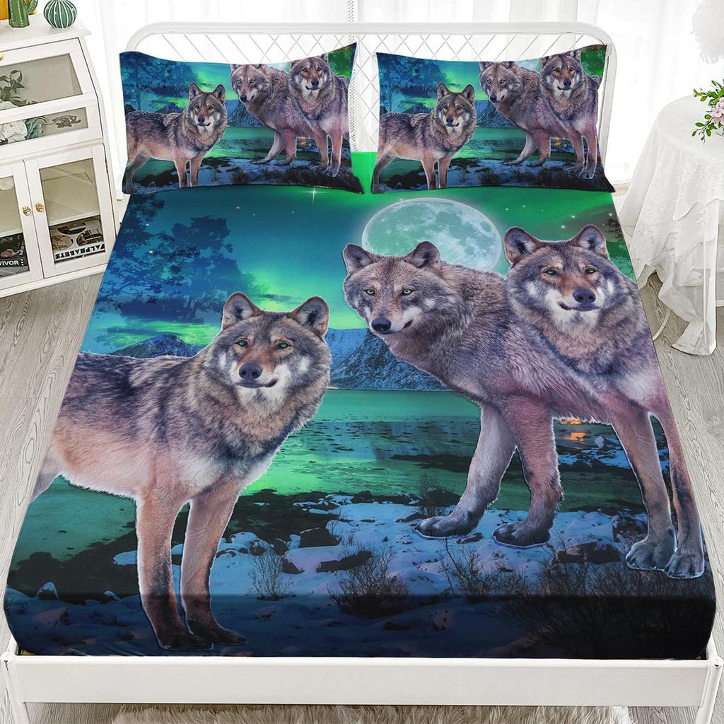 Forest Animal Pattern Mattress Three-Piece Digital Printing Mattress Bedding Set Adult Children