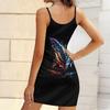 Summer New Peacock Peacock Feathers  Pattern Print Sleeveless Bodycon Dress with Pockets Sexy Slim Fit Elegant Party Dress