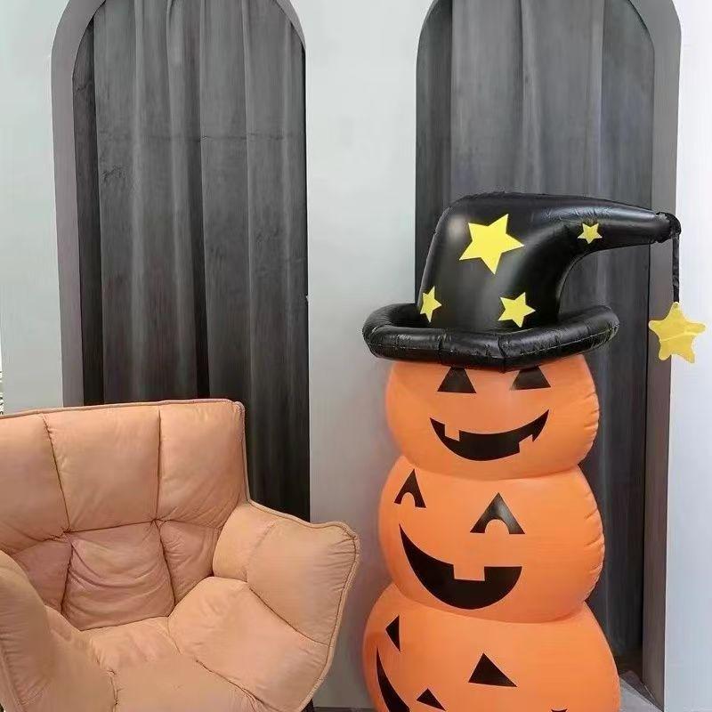 Inflatable Pumpkin Ghost Tumbler: Halloween Courtyard Decoration
